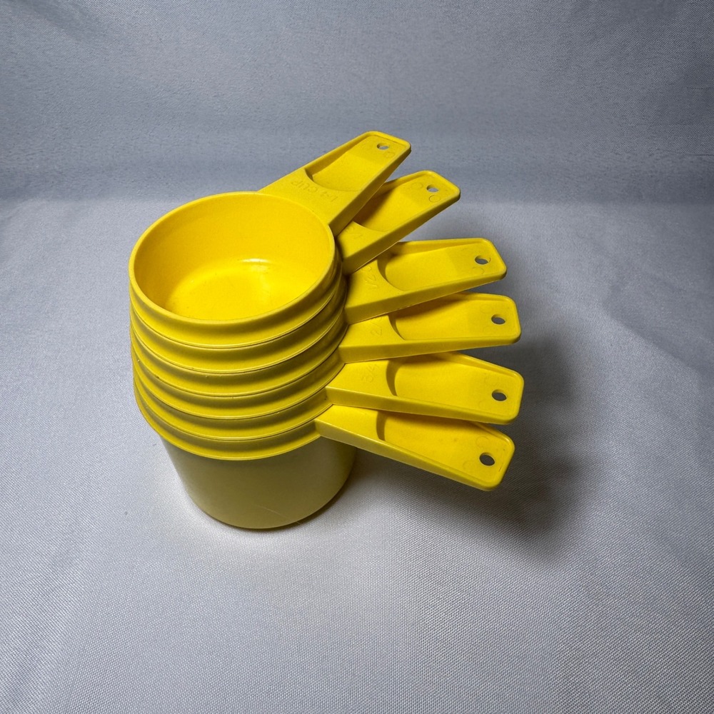 Vintage Tupperware Yellow Nesting Measuring Cups Set of 6 Harvest Gold Retro
